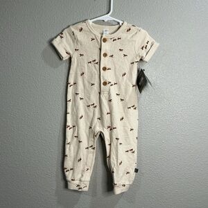 Modern Moments Gerber Gender Neutral Cotton Henley Romper NWT 12M